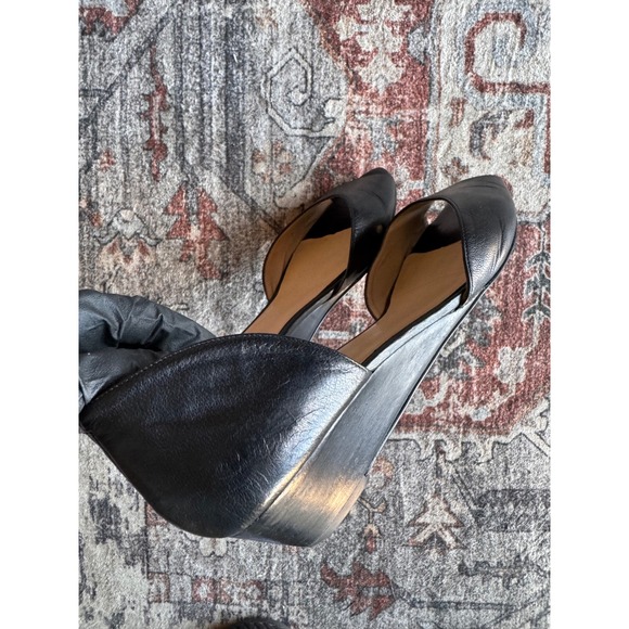 Nine West Women Black Leather Peep Toe Wedge Low/Flat Heels Size 8.5 Wedding - Picture 5 of 11